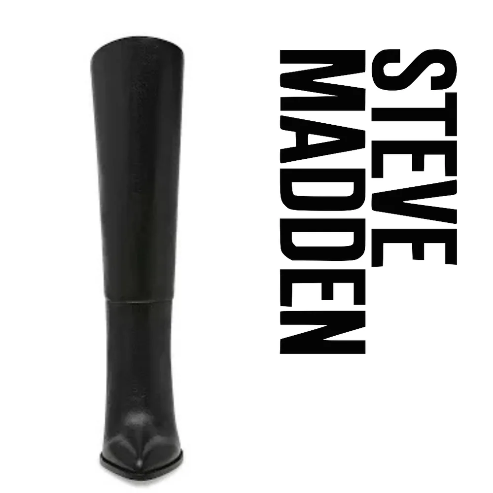 Steve Madden - Womens Brittan Boots - Black Leather - Size 8 - Picture 3 of 4